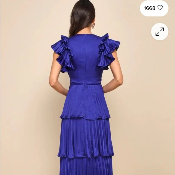 Lulu's Royal Blue Ruffled Maxi Dress - Picture 4 of 4